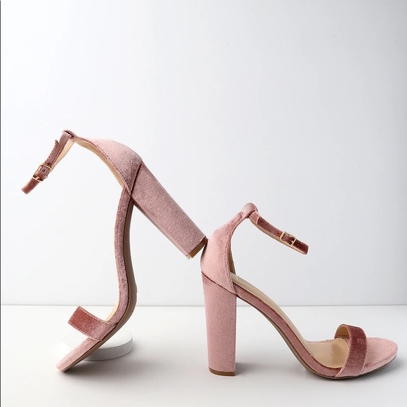 Lulus Taylor Mauve Velvet Ankle Strap Heels size 8.5 - Picture 4 of 11